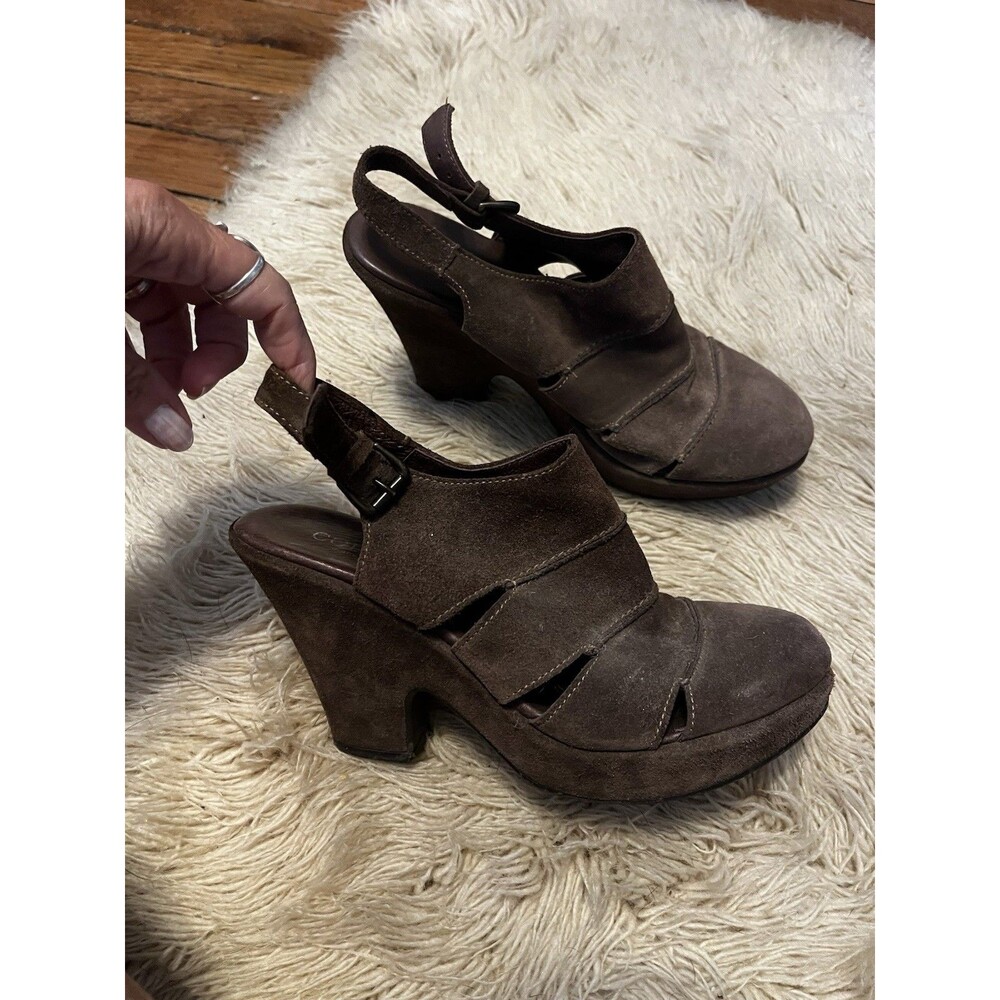 Cordani Calzature Dark Mushroom Taupe Platform Shoes Clogs Slingback sz 8 Womens